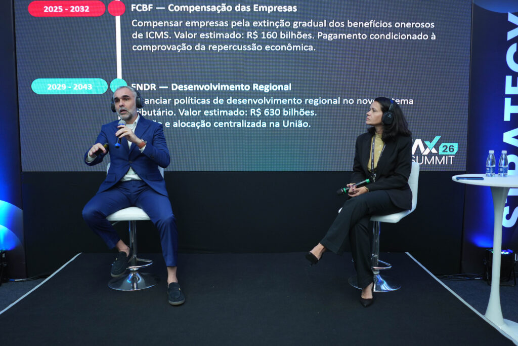 Foto Rafael Barreto e Claudine Torres palestram sobre “Fundo de compensação de benefícios fiscais”